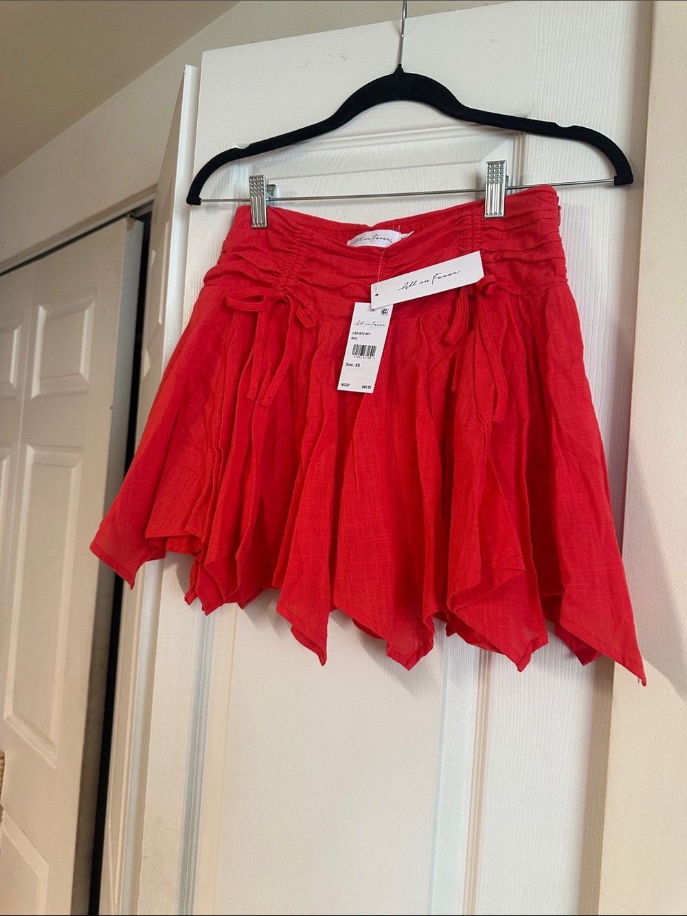 All in Favor Bright Red Textured Mini Skirt